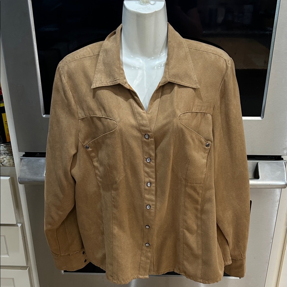 LRG Women's Tan Button-Down Shirt